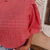 AGADIR RED CHECKERED BLOUSE