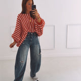 CHESTINA RED STRIPED PULLOVER
