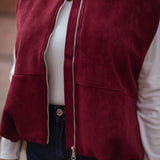 VIVIAN BORDEAUX SUEDE SLEEVELESS JACKET