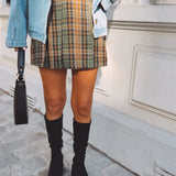 RORY KHAKI CHECKERED SKIRT
