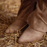 LIZZIE BEIGE SUEDE FOLD OVER BOOTS