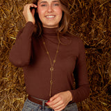 LILIBETH BROWN LONGSLEEVE TURTLENECK SHIRT