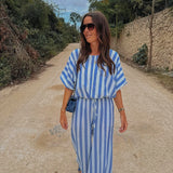 HERMOSILLO BLUE STRIPED BLOUSE