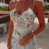 CHOUROUK MINT GREEN FLOWER DRESS