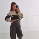 GIGI BEIGE/BROWN STRIPED SWEATER