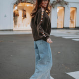 KIANDRA BROWN DARING DETAIL SWEATER