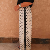 GHITA WHITE POLKADOTS WIDE LEG PANTS