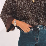 NICOLE BROWN SEQUIN SWEATER