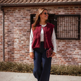 VIVIAN BORDEAUX SUEDE SLEEVELESS JACKET