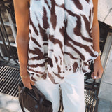 MIA BROWN/ECRU TIGER PRINT HALTER TOP