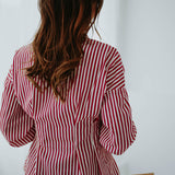SWEETHEART RED/WHITE STRIPED BLOUSE