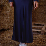 CLOVER DARK BLUE SATIN SKIRT