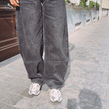 DARK GREY BALLOON JEANS A3926