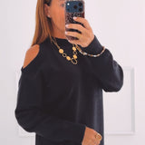 LYDIA BLACK KNITTED CUT-OUT DRESS