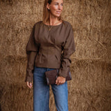 MAVIS TAUPE PERFECT FALL BLOUSE