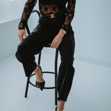 MIRABELLE BLACK LACE LONGSLEEVE TOP
