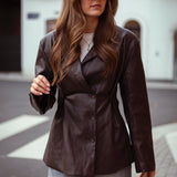 ASHTON BROWN LEATHER BLAZER