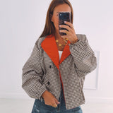 JENNIFER BEIGE/RED CHECKERED JACKET