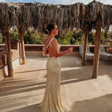 SOUAD GOLD SEQUIN ONE SHOULDER DRESS
