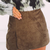 JUDITH KHAKI SUEDE SKORT