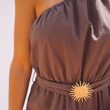 SOLCIELO BROWN ONE SHOULDER PLAYSUIT