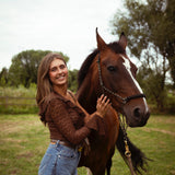 AUBURN BROWN LACE ONE SHOULDER TOP