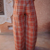SALSABIL TERRACOTTA CHECKERED PANTS