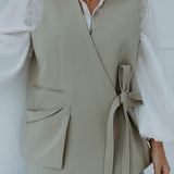 BABETTE KHAKI SLEEVELESS BLAZER