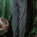 RHINESTONE BLUE STRAIGHT JEANS A3865-A
