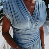 CASCADA DE AMOR BLUE PLISSE DRESS