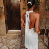 PRECIOSA ECRU HALTER DRESS