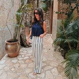 PODEROSA ECRU STRIPED PANTS