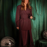 HO HO HOLD ME BURGUNDY SATIN SKIRT