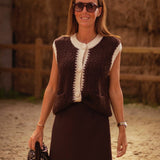 RAVENNA BROWN SLEEVELESS CARDIGAN