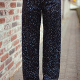 MAEVA DARK BLUE SEQUIN PANTS