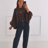 CHESTINA BROWN STRIPED PULLOVER