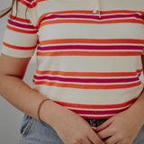 TAMARA ECRU STRIPED POLO T-SHIRT