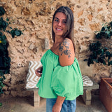 HOLA GREEN OFF SHOULDER TOP