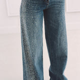 BLUE RHINESTONE BALLOON JEANS 7115-1