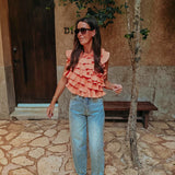 ALONDRA PEACH RUFFLE BLOUSE