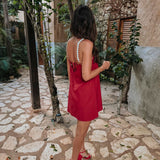 ALEGRE RED LINEN DRESS