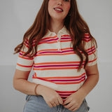 TAMARA ECRU STRIPED POLO T-SHIRT