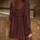 THELMA BROWN RUFFLE DRESS