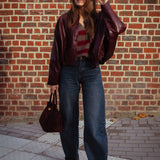 ASHBY BORDEAUX SHINY LEATHER JACKET