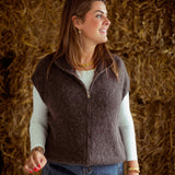 AURIELLE BROWN KNITTED ZIP SWEATER