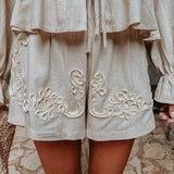 BRONZAL BEIGE LINEN TWO-PIECE SET