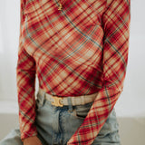 CASSANDRA RED CHECKERED LONGSLEEVE SHIRT