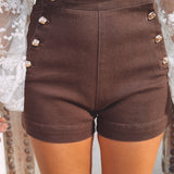 PACHA BROWN BUTTON SHORT