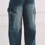 BLUE CARGO BALLOON JEANS 778