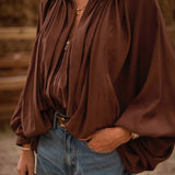 FAYE BROWN ZIP BLOUSE